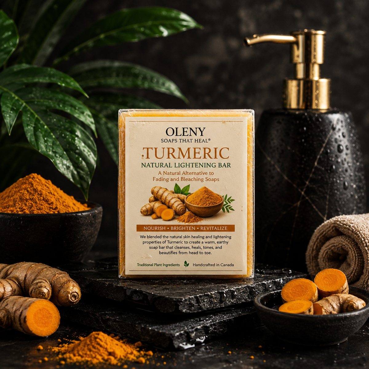 Turmeric Skin Lightening Bar – Plant-Based Lightening Soap for Exfoliating Dead Skin, Correcting Tone & Fading Dark Spots